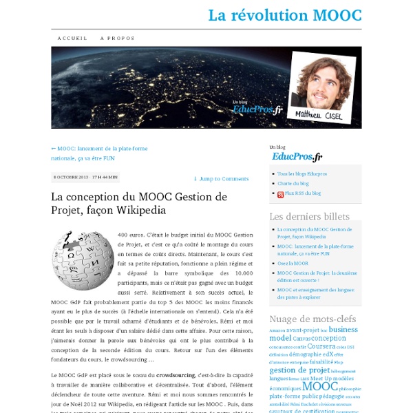 La conception du MOOC Gestion de Projet, façon Wikipedia