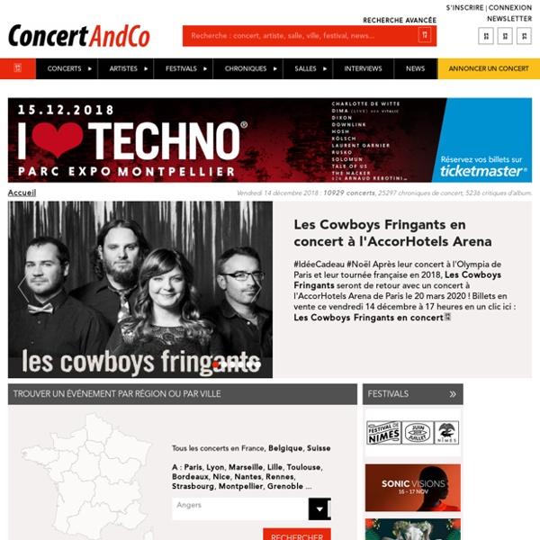 Agenda Concert And Co des concerts et des festivals en France, Belgique et Suisse.