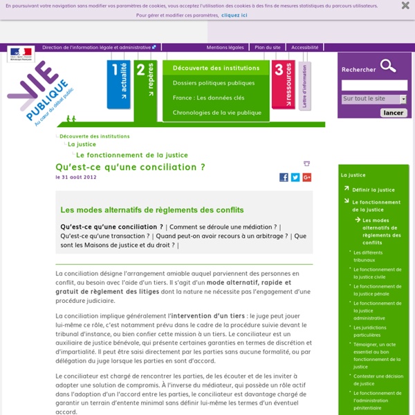 Qu’est-ce qu’une conciliation ? - Les modes alternatifs de règlements des conflits Découverte des institutions