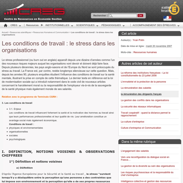 Les conditions de travail : le stress dans les organisations