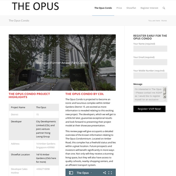 The Opus – New Condo @ Amber Gardens By City Developments Ltd (CDL)