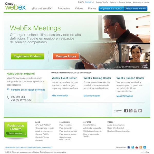 Conferencias web, reuniones en línea, uso compartido del escritorio y videoconferencia de Cisco WebEx