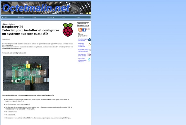 Raspberry PI - Tutoriel pour installer et configurer un système sur une carte SD - www.octetmalin.net