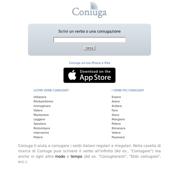 Coniuga - Coniugazione dei verbi - Tempi verbali