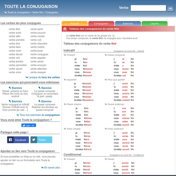 Toute la conjugaison - Conjuguer tous les verbes