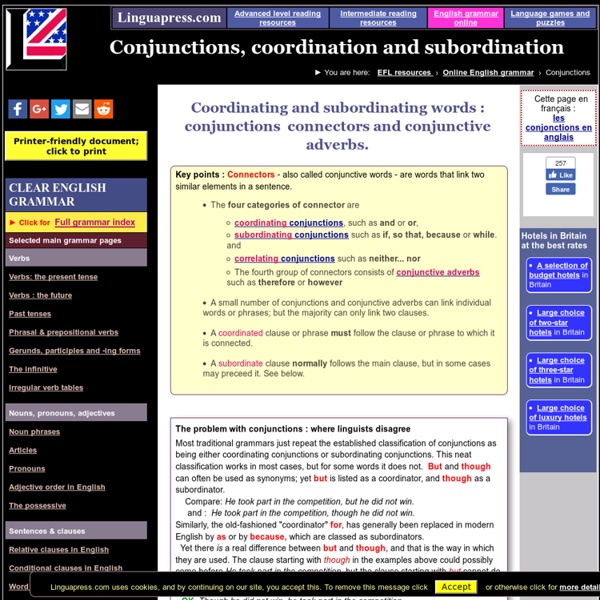 Conjunctions, connectors, coordination and subordination