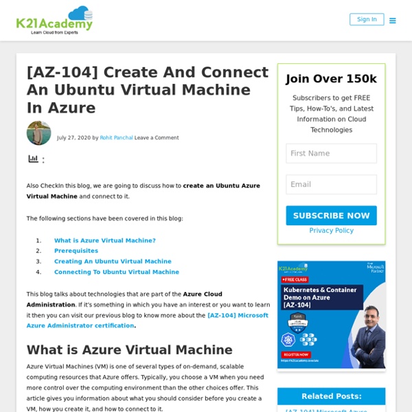 Create And Connect An Ubuntu Virtual Machine In Azure