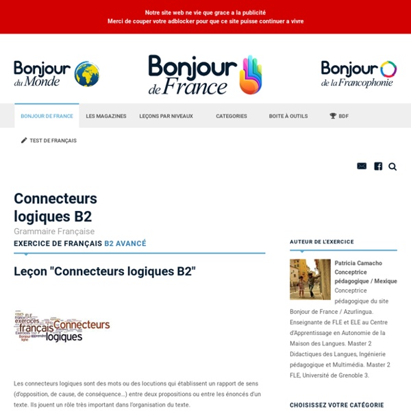 Grammaire Française - Avancé b2 - Connecteurs logiques B2