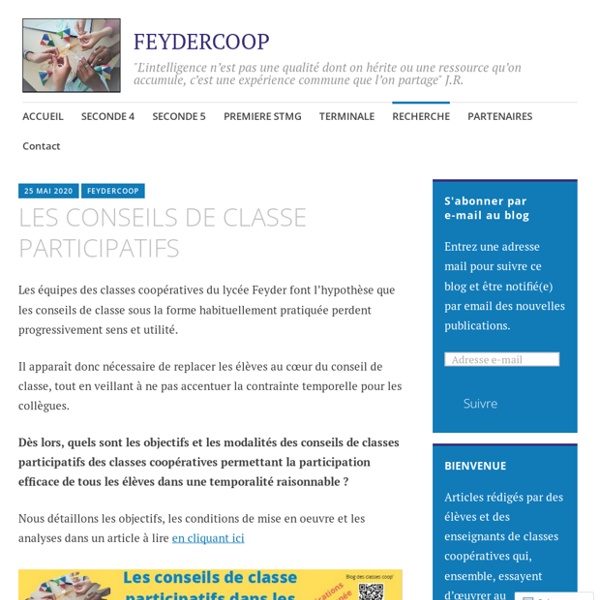 LES CONSEILS DE CLASSE PARTICIPATIFS – FEYDERCOOP