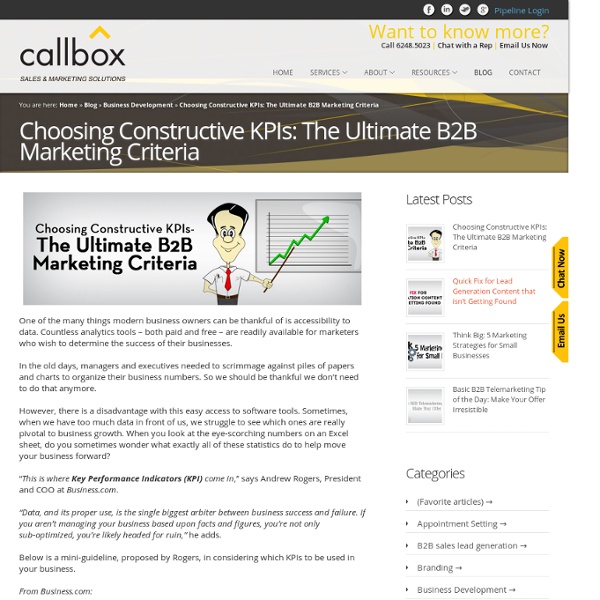 Choosing Constructive KPIs: The Ultimate B2B Marketing Criteria