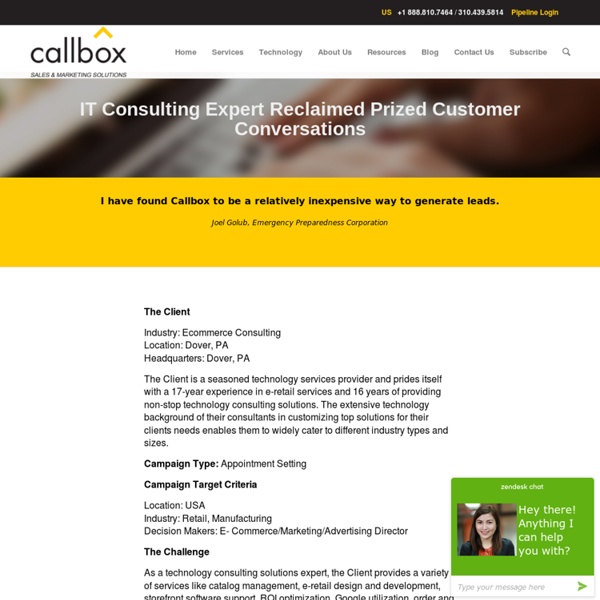 IT Consulting Expert Reclaimed Prized Customer Conversations - Callboxinc.com - B2B Lead Generation Company