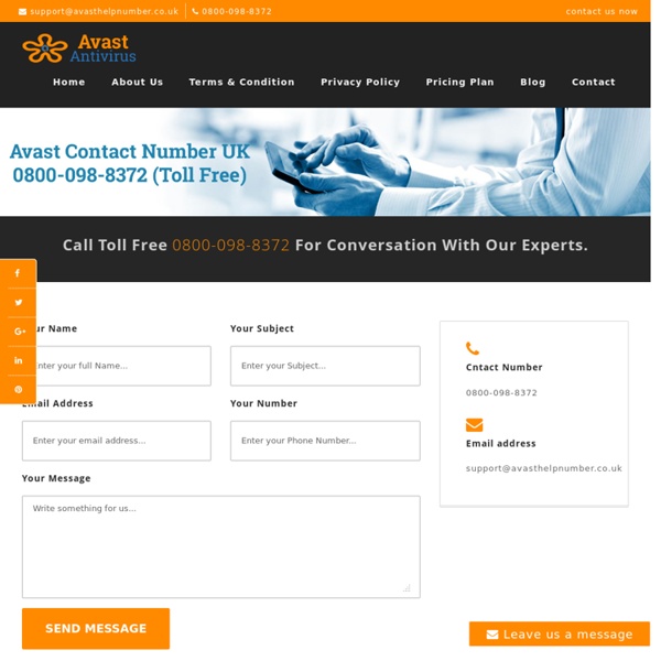 Avast Contact Number UK +44-800-098-8372 Avast Contact UK