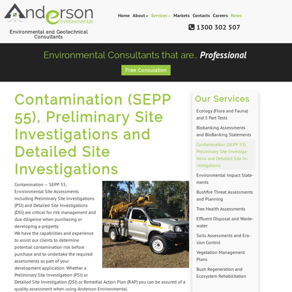 Contamination (SEPP 55), Preliminary Site Investigations and Detailed Site Investigations