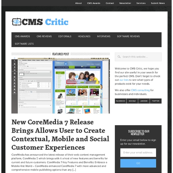 Content Management (CMS) Reviews, News, Systems and Articles