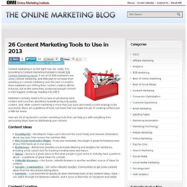 26 Content Marketing Tools to Use in 2013