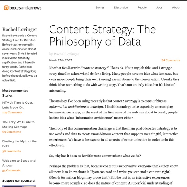 Content Strategy: The Philosophy of Data