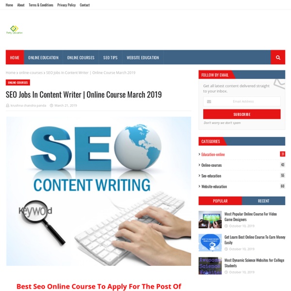 SEO Jobs In Content Writer