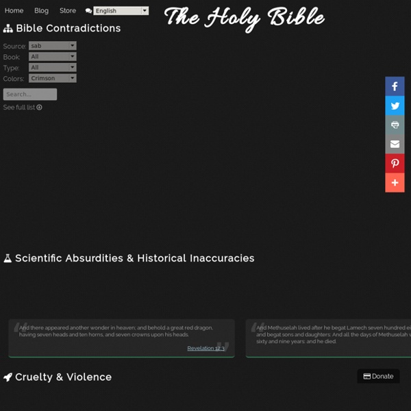 BibViz Project - Bible Contradictions, Misogyny, Violence, Inaccuracies interactively visualized