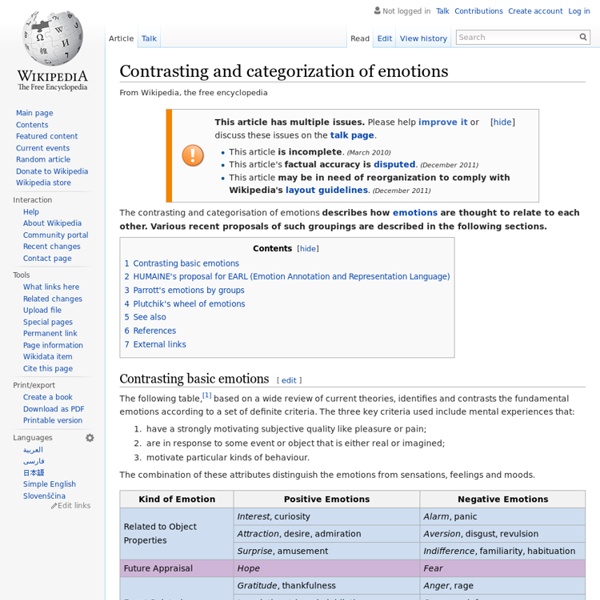 Contrasting and categorization of emotions