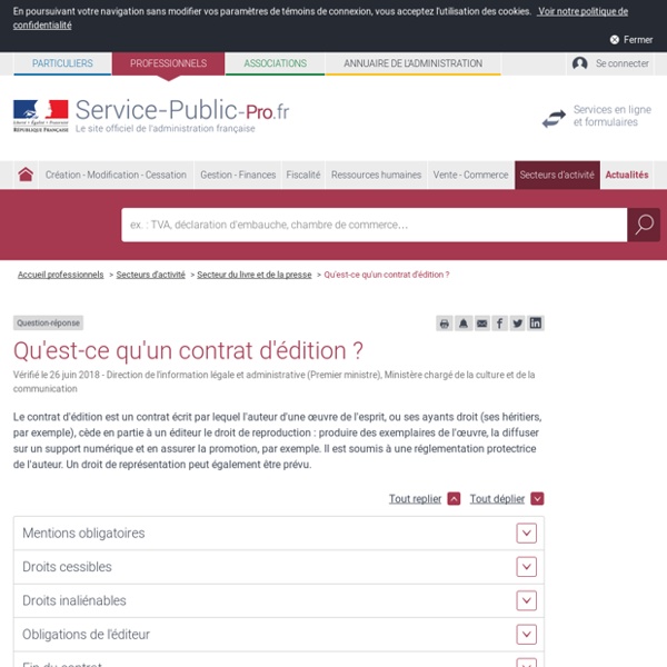 Service public.fr : Qu'est-ce qu'un contrat d'édition ?