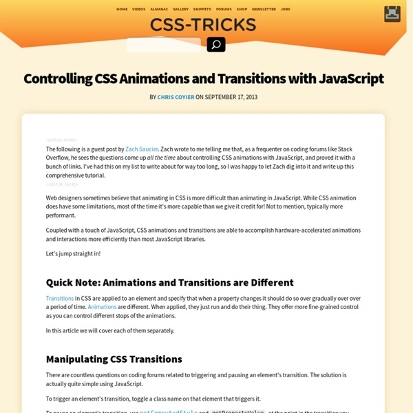 Controlling CSS Animations and Transitions with JavaScript