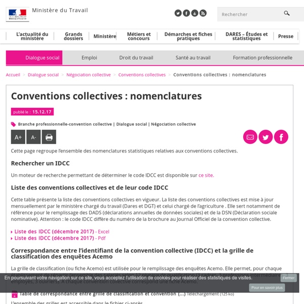 Conventions collectives : nomenclatures - Conventions collectives