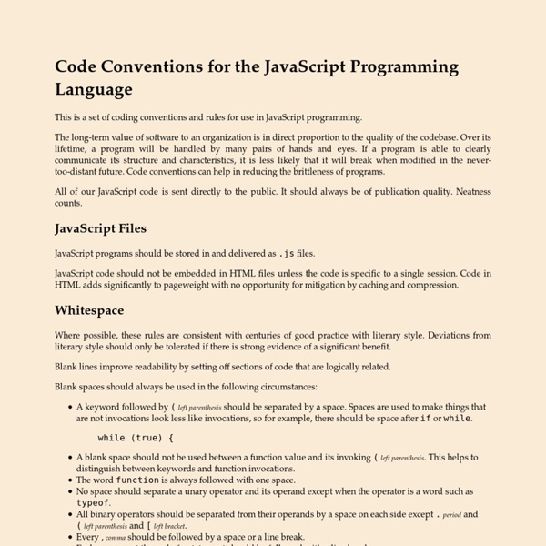 Code Conventions for the JavaScript Programming Language