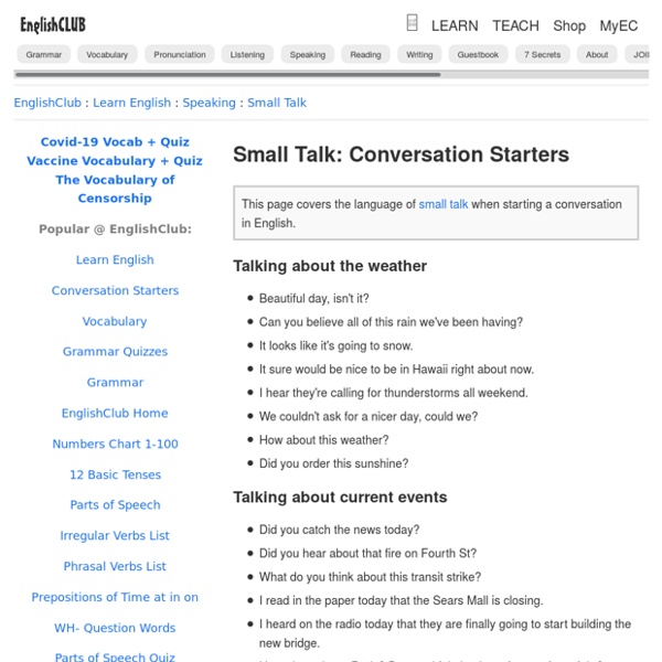 Small Talk: Conversation Starters