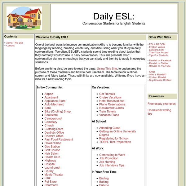 Daily ESL: Conversation Starters for English Students