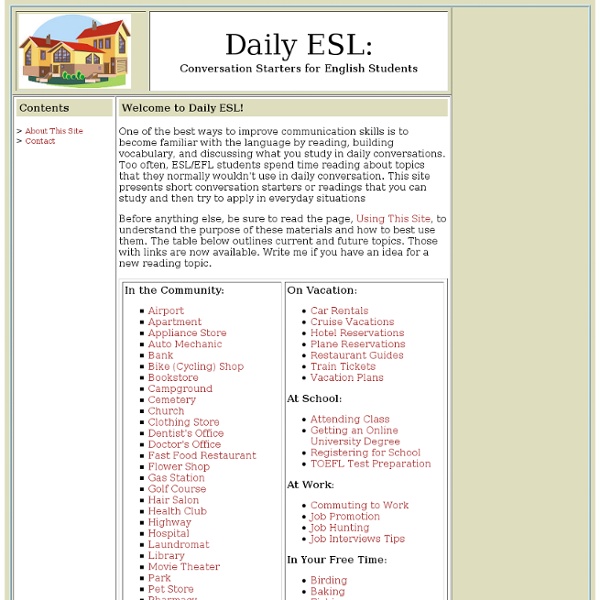 Daily ESL: Conversation Starters for English Students