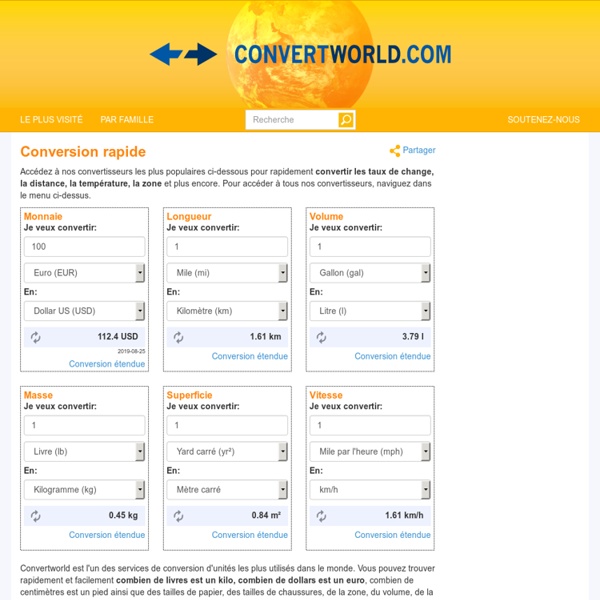 Conversion d&#039;Unités En Ligne - Utilisez Nos Outils de Conversion