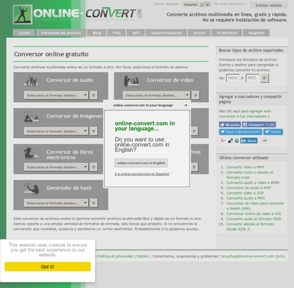 Conversor online - convertir gratis vídeos, imágenes, audio y textos