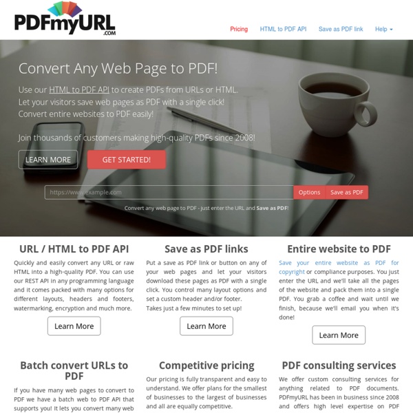 PDFmyURL.com - Free &Online: Convert and save PDF from any web page