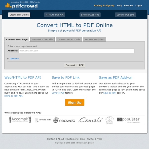 Convert HTML to PDF online, Web/HTML to PDF API