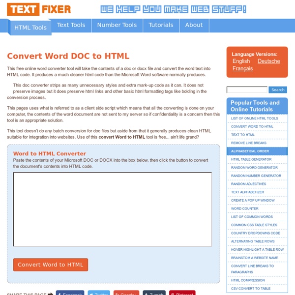 Convert Word DOC to HTML