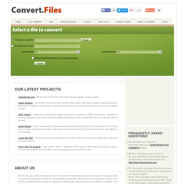 Convert Files - free online file converter and flash video downloader.Convert videos, audio files, documents and ebooks.YouTube to MP3