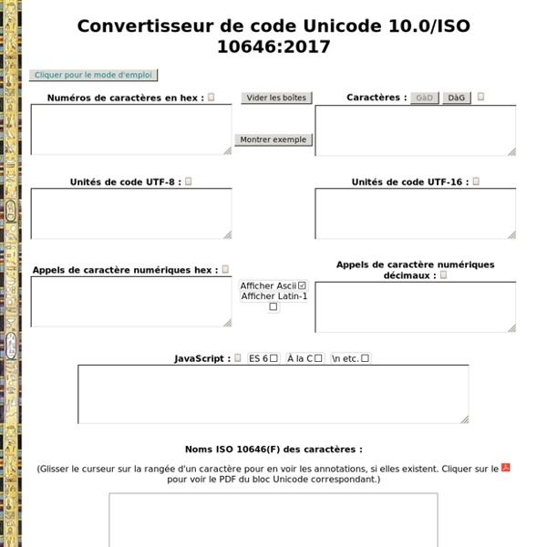 Convertisseur de caractères et de codages Unicode
