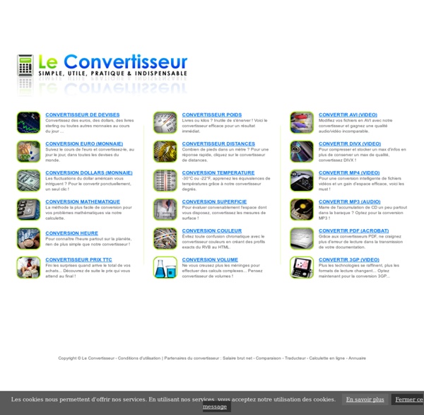 Le Convertisseur - Convertisseur en ligne gratuit (Devises, mesure, poids, mp3 ...)