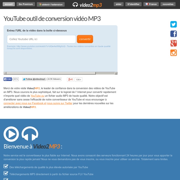 Free YouTube à l'outil de conversion vidéo MP3 - Video2mp3 - FR