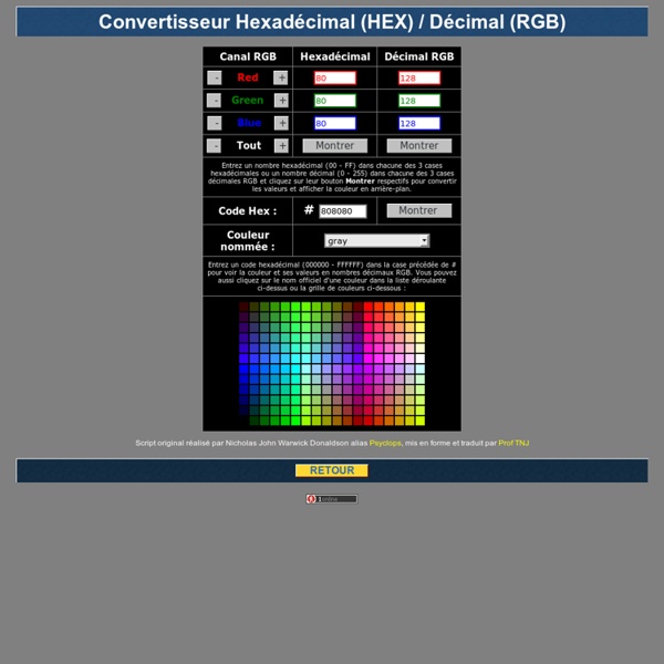 Convertisseur de couleurs en HEX et RGB et visualisation