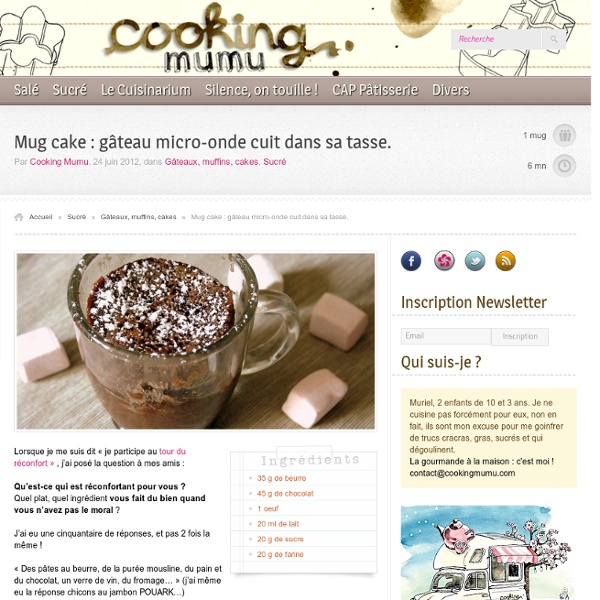 Cooking Mumu Mug cake : gâteau micro-onde cuit dans sa tasse.