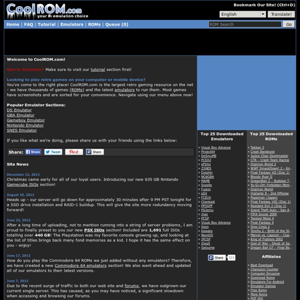 CoolROM.com - ROMs and Emulators - SNES ROMs NES ROMs N64 ROMs MAME ROMs GBA ROMs NDS ROMs