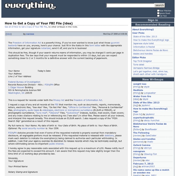 How to Get a Copy of Your FBI File (idea) by narzos