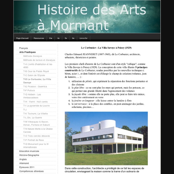 T-D Le Corbusier, La Villa Savoye - Histoire des arts au collège de Mormant