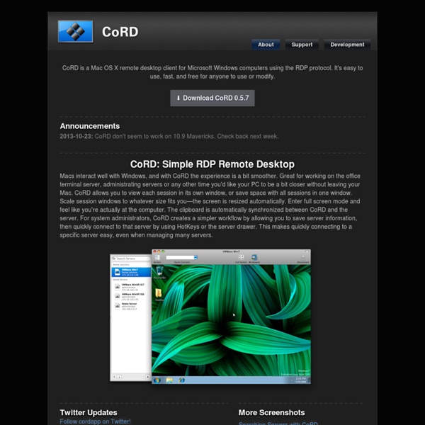 CoRD: Remote Desktop for Mac OS X