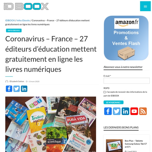Coronavirus - France – 27 éditeurs d'éducation mettent gratuitement en ligne les livres numériques