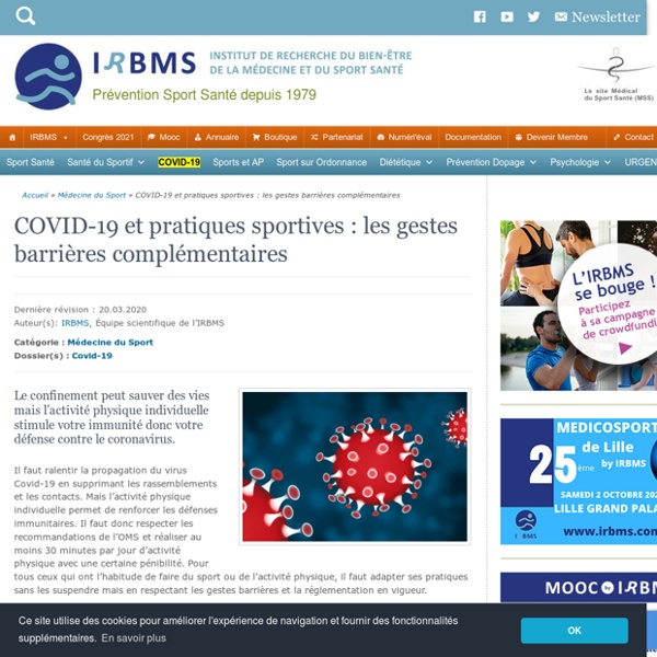 Coronavirus COVID-19 et sport : gestes barrières spécifiques