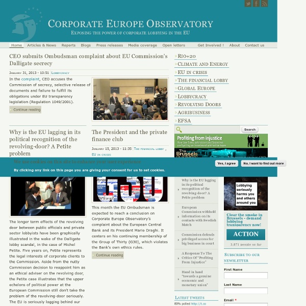 Welcome to Corporate Europe Observatory!