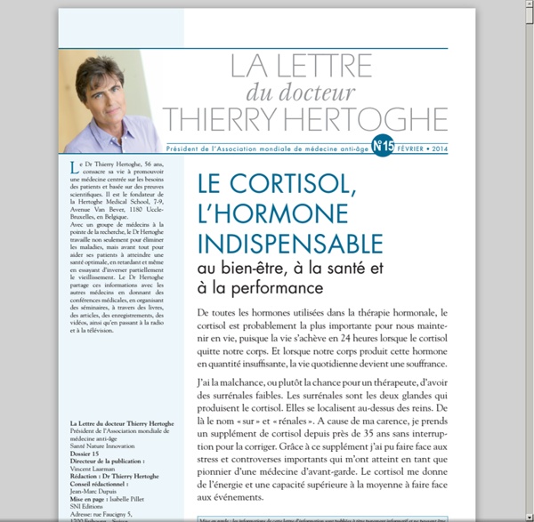 Lettre dr Thierry Hertoghe n°15 - fev. 2014 - Le cortisol [pdf]