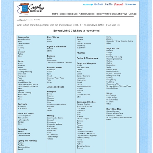 Cosplay Tutorial - Tutorial List